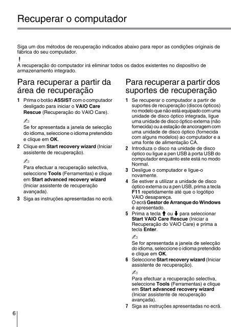 Sony VPCCB3M1E - VPCCB3M1E Guide de d&eacute;pannage Portugais