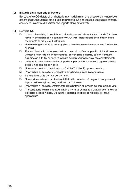 Sony VPCCB3M1E - VPCCB3M1E Documents de garantie Italien