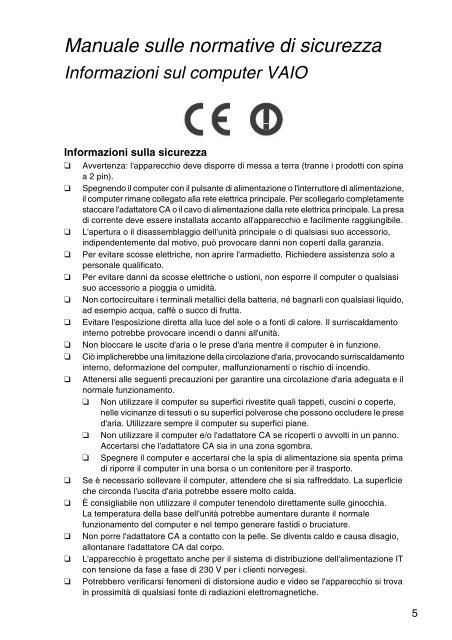 Sony VPCCB3M1E - VPCCB3M1E Documents de garantie Italien