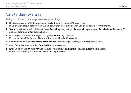 Sony VPCCB3M1E - VPCCB3M1E Mode d'emploi Turc