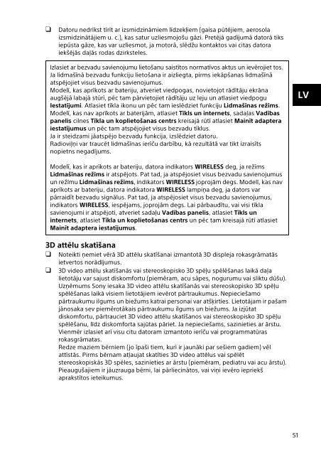 Sony SVS13A3B4E - SVS13A3B4E Documenti garanzia Lettone