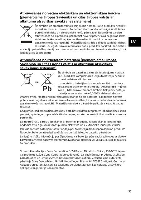 Sony SVS13A3B4E - SVS13A3B4E Documenti garanzia Lituano