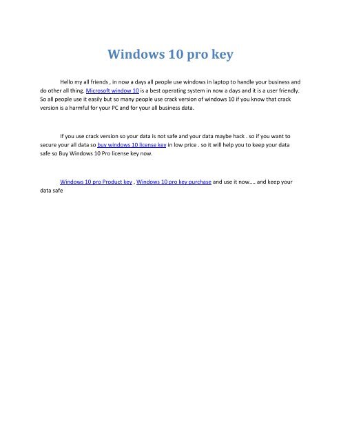 Windows 10 Pro Key