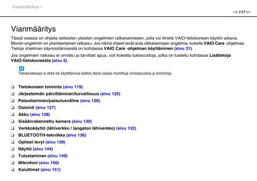 Sony VPCCB3M1E - VPCCB3M1E Mode d'emploi Finlandais