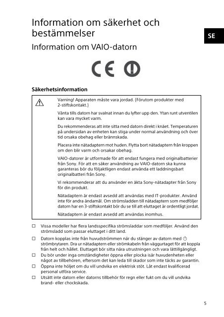 Sony SVS15112C5 - SVS15112C5 Documents de garantie Finlandais