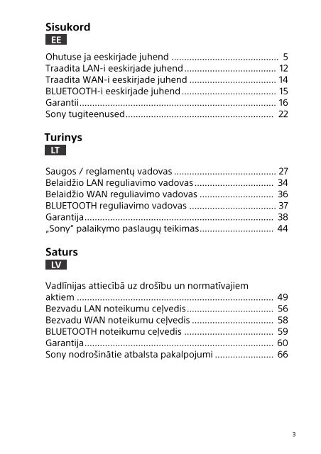 Sony SVS15112C5 - SVS15112C5 Documents de garantie Estonien