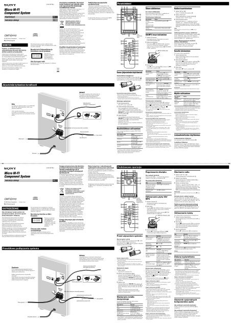 Sony CMT-EH10 - CMT-EH10 Consignes d&rsquo;utilisation Finlandais
