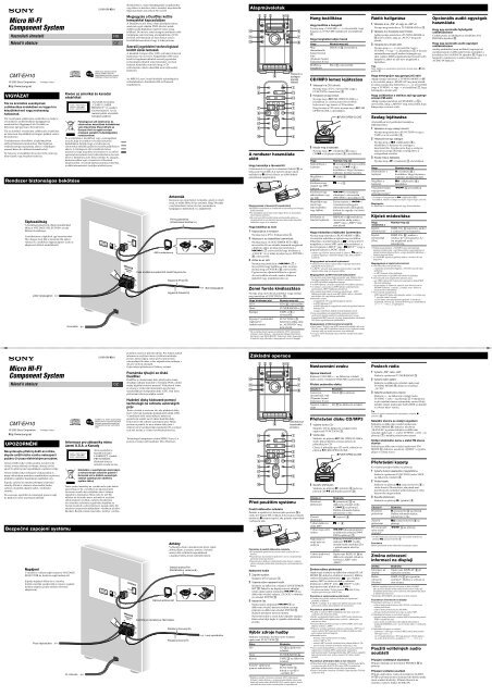 Sony CMT-EH10 - CMT-EH10 Consignes d&rsquo;utilisation Tch&egrave;que