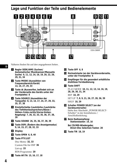 Sony CDX-C880R - CDX-C880R Istruzioni per l'uso Tedesco