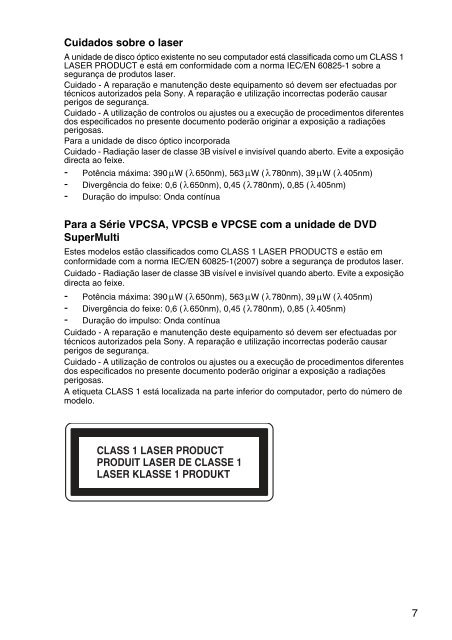 Sony VPCEH2K1E - VPCEH2K1E Documenti garanzia Portoghese