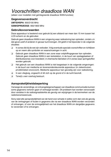 Sony VPCEH2K1E - VPCEH2K1E Documenti garanzia Olandese