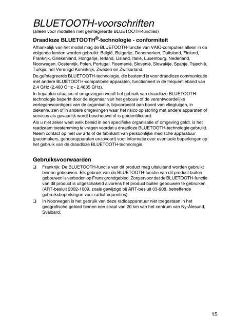 Sony VPCEH2K1E - VPCEH2K1E Documenti garanzia Olandese