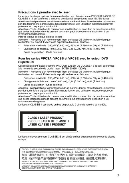 Sony VPCEH2K1E - VPCEH2K1E Documenti garanzia Francese