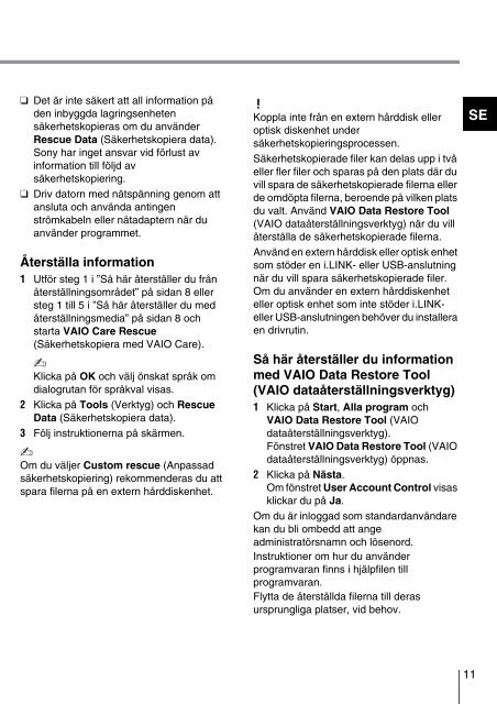 Sony VPCEH2K1E - VPCEH2K1E Guida alla risoluzione dei problemi Finlandese