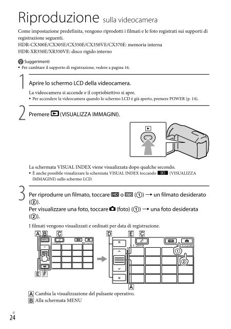 Sony HDR-CX370E - HDR-CX370E Istruzioni per l'uso