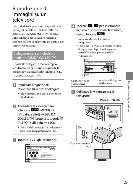Sony HDR-CX370E - HDR-CX370E Istruzioni per l'uso