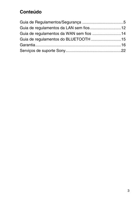 Sony SVS1311M9R - SVS1311M9R Documents de garantie Portugais