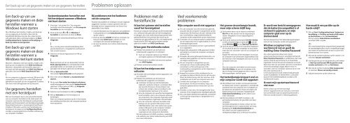 Sony SVS1311M9R - SVS1311M9R Guide de d&eacute;pannage N&eacute;erlandais