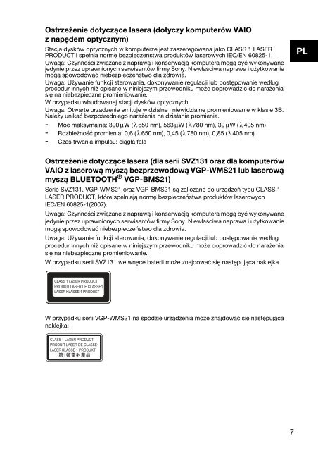 Sony SVS1311M9R - SVS1311M9R Documents de garantie Roumain
