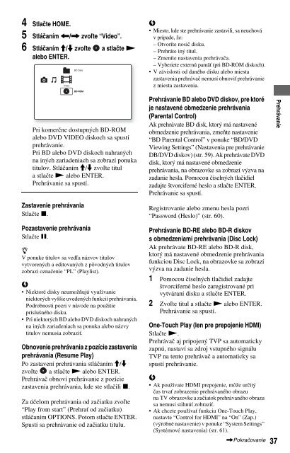 Sony BDP-S760 - BDP-S760 Istruzioni per l'uso Slovacco