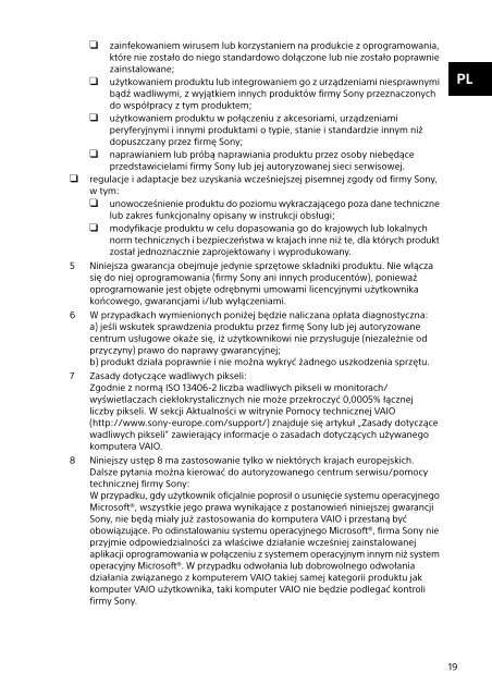 Sony SVS1313N9E - SVS1313N9E Documenti garanzia Rumeno