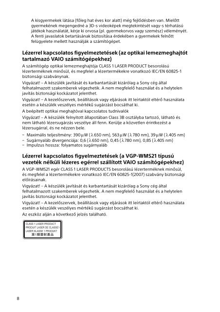 Sony SVS1313N9E - SVS1313N9E Documenti garanzia Ungherese