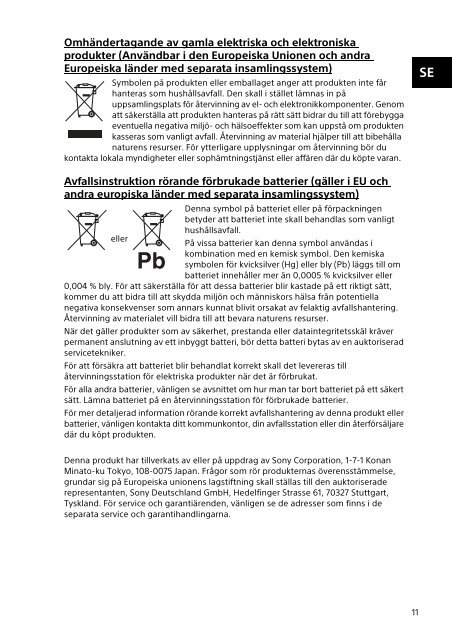 Sony SVS1313N9E - SVS1313N9E Documenti garanzia Danese