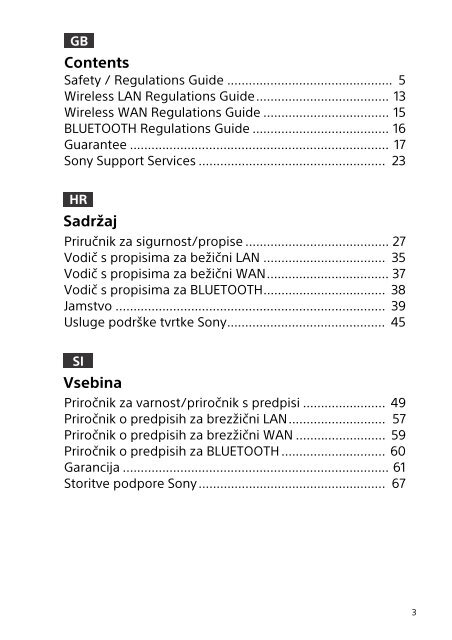 Sony SVS1313N9E - SVS1313N9E Documenti garanzia Croato