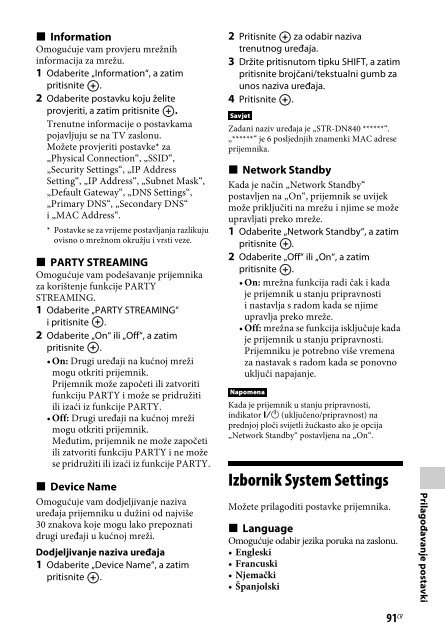 Sony STR-DN840 - STR-DN840 Istruzioni per l'uso Croato