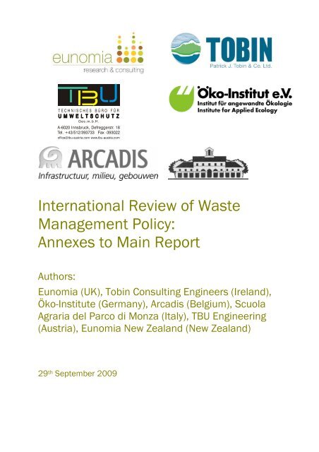 International Review of Waste Management Policy - Department of ...