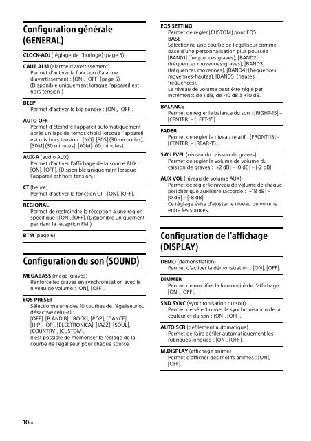 Sony CDX-G1102U - CDX-G1102U Mode d'emploi Anglais