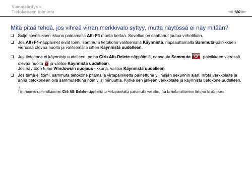 Sony VPCCA3X1R - VPCCA3X1R Mode d'emploi Finlandais