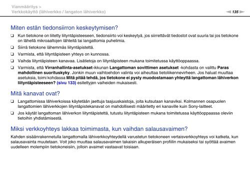 Sony VPCCA3X1R - VPCCA3X1R Mode d'emploi Finlandais