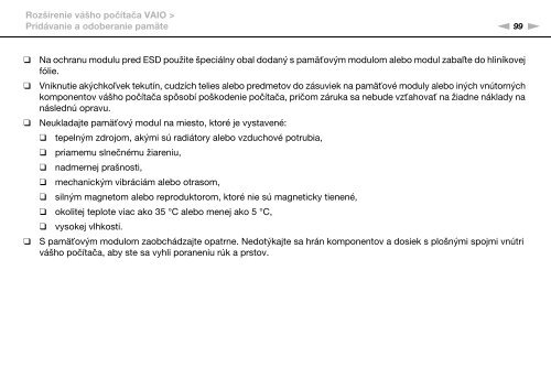 Sony VPCCA3X1R - VPCCA3X1R Mode d'emploi Slovaque