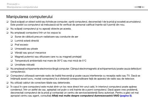 Sony VPCCA3X1R - VPCCA3X1R Mode d'emploi Roumain