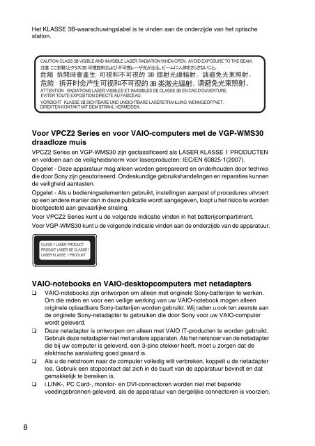 Sony VPCCA3X1R - VPCCA3X1R Documents de garantie N&eacute;erlandais