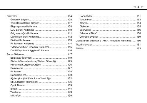 Sony VPCCA3X1R - VPCCA3X1R Mode d'emploi Turc