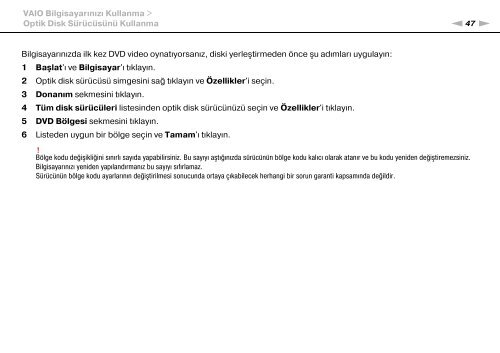 Sony VPCCA3X1R - VPCCA3X1R Mode d'emploi Turc