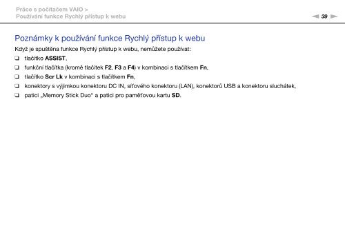 Sony VPCCA3X1R - VPCCA3X1R Mode d'emploi Tch&egrave;que