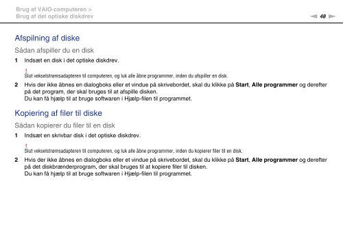 Sony VPCCA3X1R - VPCCA3X1R Mode d'emploi Danois