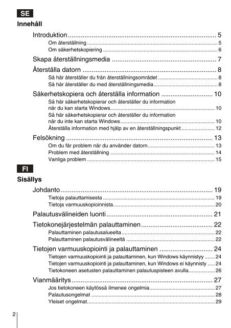 Sony VPCCA3X1R - VPCCA3X1R Guide de d&eacute;pannage Finlandais
