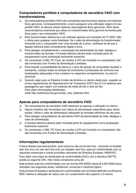 Sony VPCCA3X1R - VPCCA3X1R Documents de garantie Portugais