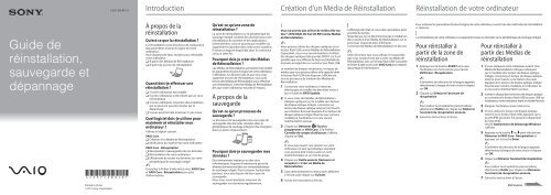 Sony VPCCA3X1R - VPCCA3X1R Guide de d&eacute;pannage