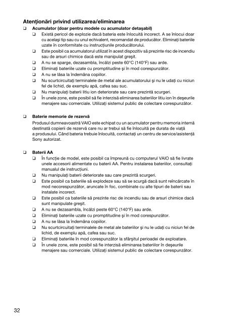 Sony VPCCA3X1R - VPCCA3X1R Documents de garantie Roumain