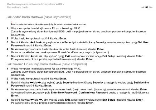 Sony VPCCA3X1R - VPCCA3X1R Mode d'emploi Polonais