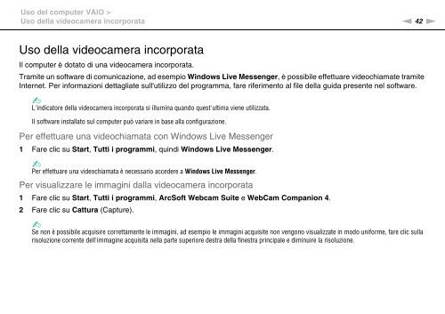 Sony VPCCA3X1R - VPCCA3X1R Mode d'emploi Italien