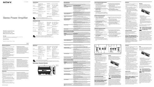 Sony XM-ZR704 - XM-ZR704 Consignes d&rsquo;utilisation Allemand