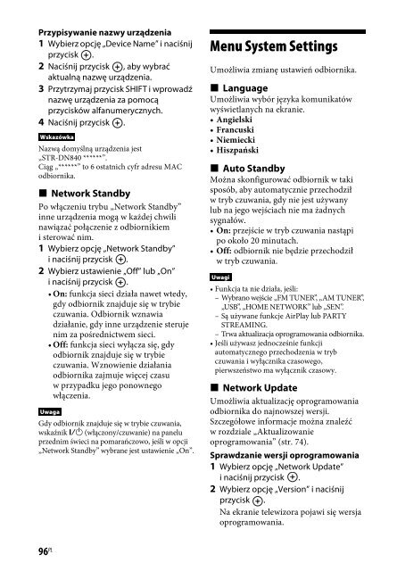 Sony STR-DN840 - STR-DN840 Istruzioni per l'uso Polacco