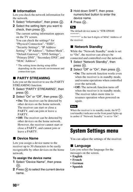 Sony STR-DN840 - STR-DN840 Istruzioni per l'uso Inglese