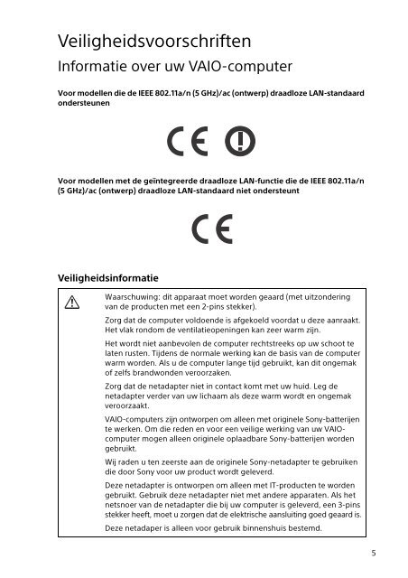 Sony SVP1322B4E - SVP1322B4E Documenti garanzia Olandese
